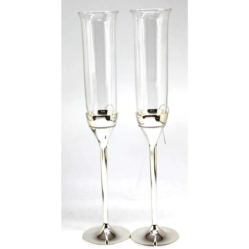 Wedding Anniversary Vera Wang Love Knots Champaign Flutes Bow Silvertone In Box